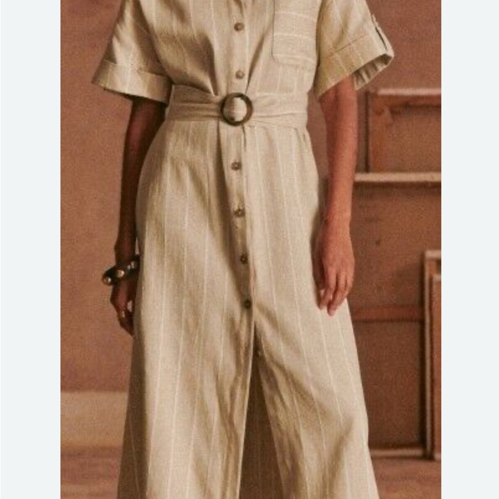 Sezane linen shirt dress